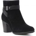 Clarks Womens Black Leather Heeled Ankle Boot