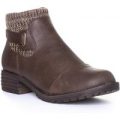 Lotus Womens Brown Knitted Collar Ankle Boot