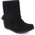 Lilley Womens Pull On Tassel Slouch Boot in Black
