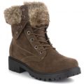 Lilley Womens Brown Lace Up Boot with Faux Fur