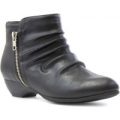 Lilley Womens Black Ruched Detail Ankle Boot