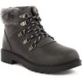 Lilley Women Grey Faux Fur Lace Up Ankle Boot