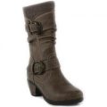 Lilley Womens Brown Boot with Decorative Buckles