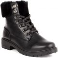 Lilley Womens Lace Up Faux Fur Boot in Black