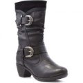Lilley Womens Black Cone Heel Calf Boot