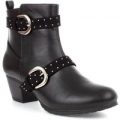 Lilley Womens Black Double Strap Ankle Boot