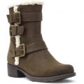 Lilley Womens Brown Ankle Boot with Three Buckles