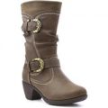 Lilley Womens Brown Cone Heel Calf Boot