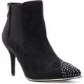 Lilley Womens Black Ankle Boot with Silver Studs