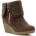 Lilley Womens Brown Wedge Ankle Boot