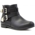Lilley Womens Double Buckle Ankle Boot in Black