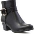 Lilley Womens Buckle Block Heeled Ankle Boot
