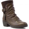 Cushion Walk Womens Ruched Ankle Boot in Brown