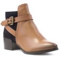 Lunar Womens Tan Leather Block Heeled Ankle Boot