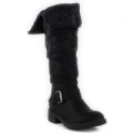 Lilley Womens Black Knee Boot with Faux Shearling