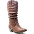 Lilley Womens Tan Cowboy Ruched Boot