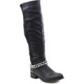 Womens Lilley High Leg Boot with Silver Chain