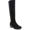 Lilley Womens Black High Leg Boot with Diamante