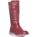 Heavenly Feet Womens Red Pleated Knee High Boot