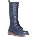 Heavenly Feet Womens Blue Lace Up Knee High Boot