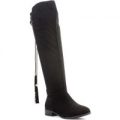 Lilley Womens Black Knee High Tassel Boots