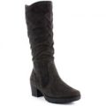Soft Line Womens Black Knee High Faux Suede Boot