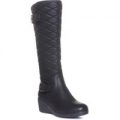 Lotus Womens Black Quilted Knee High Boot