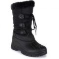 Softlites Womens Faux Fur Snow Boot in Black