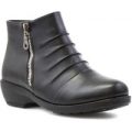 Softlites Womens Pleated Ankle Boot in Black