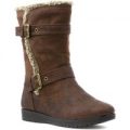 Softlites Womens Casual Buckled Boot in Brown