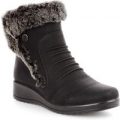 Softlites Womens Black Faux Fur Trim Ankle Boot