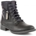 Soft Line Womens Black Zip Detail Lace Up Boot