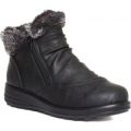 Cushion Walk Womens Black Faux Fur Wedge Boot