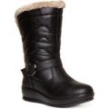 Softlites Womens Black Quilted Pull On Calf Boot