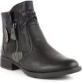 Soft Line Womens Black Ankle Boot with Zip Detail