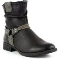 Soft Line Womens Black Rope Detail Ankle Boot