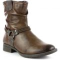 Soft Line Womens Brown Ankle Boot with Rope Detail