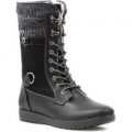 Softlites Womens Lace Up Calf Boot in Black