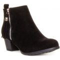 Lilley Womens Black Faux Suede Heeled Ankle Boot