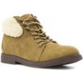 Lilley Womens Tan Faux Suede Lace Up Ankle Boot