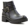 Lilley Womens Black Cleated Biker Boot