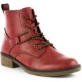 Tamaris Womens Red Lace Up Boot