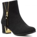 Lilley Womens Faux Suede Black Ankle Boot