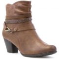 Soft Line Womens Tan Heeled Ankle Boot