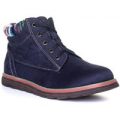 Lotus Womens Navy Knitted Lace Up Ankle Boot