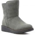 Heavenly Feet Womens Grey Low Wedge Ankle Boot