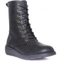 Heavenly Feet Womens Black Lace Up Ankle Boot