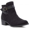 Sprox Womens Black Faux Suede Ankle Boot