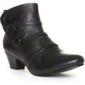 Lotus Womens Black Button Detail Ankle Boot