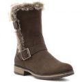 Lilley Womens Faux Fur Lined Brown High Leg Boot